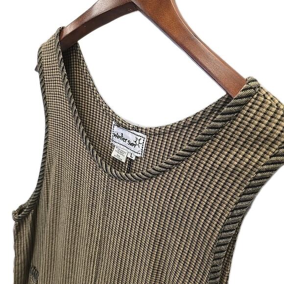 Winter Sun Womens Jumper Dress Sz L Pinafore Modest Dark Academia Lagenlook - Picture 2 of 6